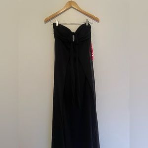 Long black strapless dress